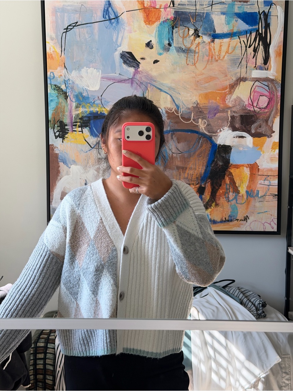 Cozy v-neck colorblock cardigan